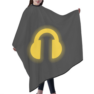 Personality  Black Headphones Yellow Glowing Neon Icon Hair Cutting Cape