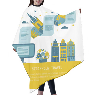 Personality  Stockholm Travel Poster Hair Cutting Cape
