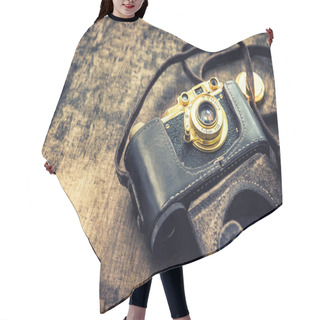 Personality  Old Vintage Photo Camera. Retro Toned Picture Hair Cutting Cape