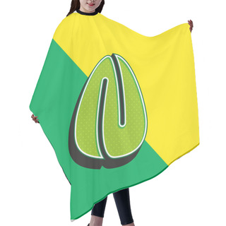 Personality  Almond Green And Yellow Modern 3d Vector Icon Logo Hair Cutting Cape