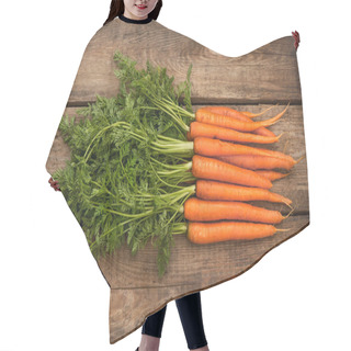 Personality  Bunch Of Fresh Carrots Over Wooden Background Hair Cutting Cape