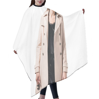 Personality  Girl In Classic Trench Coat Hair Cutting Cape