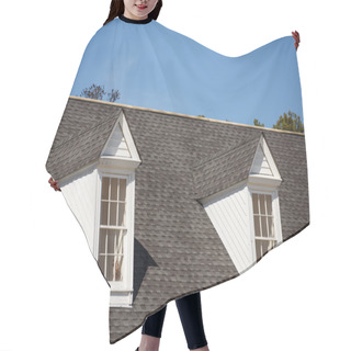 Personality  Two White Dormers On Grey Shingle Roof Hair Cutting Cape