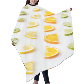 Personality  Juicy Fresh Sliced Citrus Fruits On White Surface Hair Cutting Cape