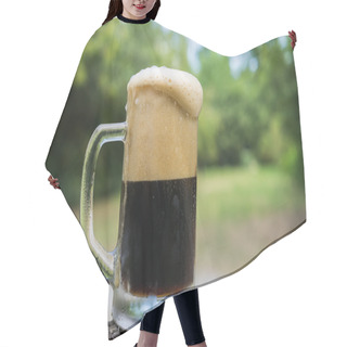 Personality  Glass Of Black Beer In Nature Background Hair Cutting Cape