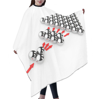 Personality  Social Marketing Concept. Chrome Spheres With Arrows. 3d Renderi Hair Cutting Cape