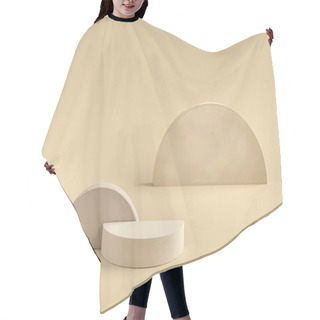 Personality  Concrete Props For Product Photography, Geometric Shape Podium In Beige Hair Cutting Cape