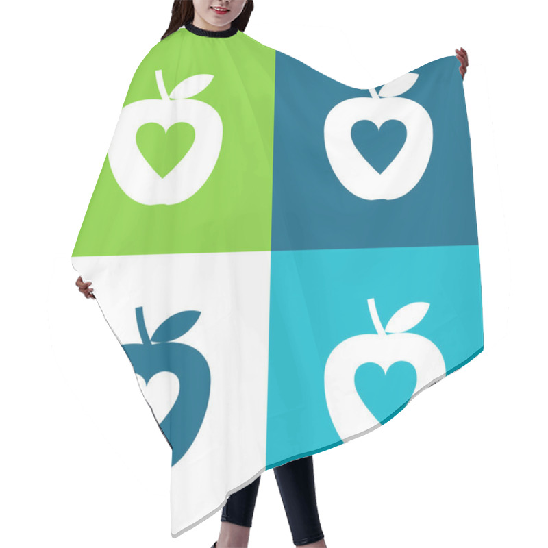 Personality  Apple Flat four color minimal icon set hair cutting cape