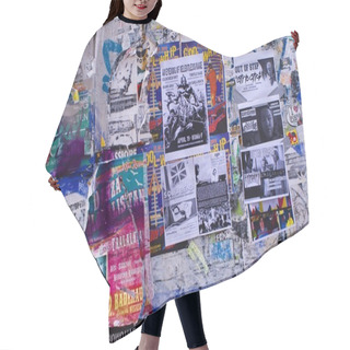 Personality  Wall With Old Torn Posters Hair Cutting Cape