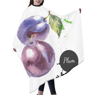 Personality  Hand Drawn Watercolor Painting Fruit Plums Hair Cutting Cape