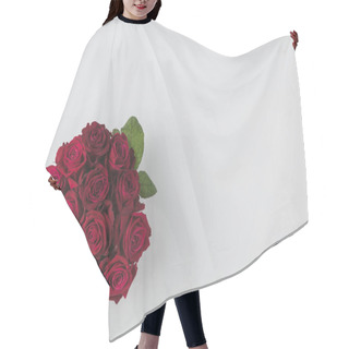 Personality  Top View Of Bouquet Of Red Roses Isolated On White Hair Cutting Cape