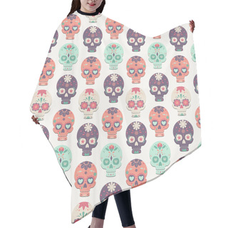 Personality  Seamless Pattern With Colorful Skulls Hair Cutting Cape