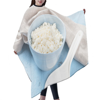 Personality  Curd Cheese In Bowl, Spoon And Towel Hair Cutting Cape