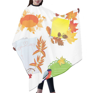 Personality  Autumn Frames With Leafs, Pieces Of Paper And Birds Hair Cutting Cape