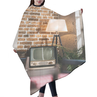 Personality  Vintage Tv With Blank Screen In 1950s Style Interior Hair Cutting Cape