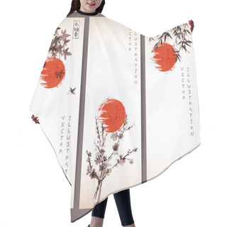Personality  Banners With Sun, Maple, Bamboo And Sakura Hair Cutting Cape