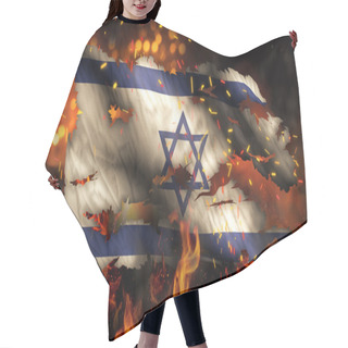 Personality  Israel Burning Fire Flag War Conflict Night 3D Hair Cutting Cape