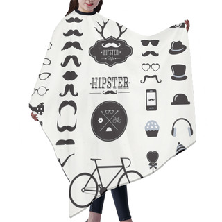 Personality  Hipster Retro Vintage Icon Set Hair Cutting Cape