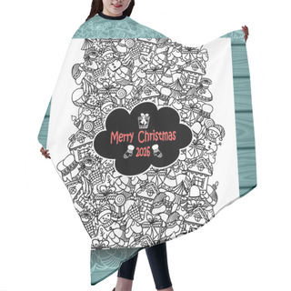 Personality  Christmas Vertical Doodle Seamless Border On White With Blue Wood Hair Cutting Cape