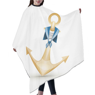 Personality  Gold Anchor. White Bacground. Hair Cutting Cape