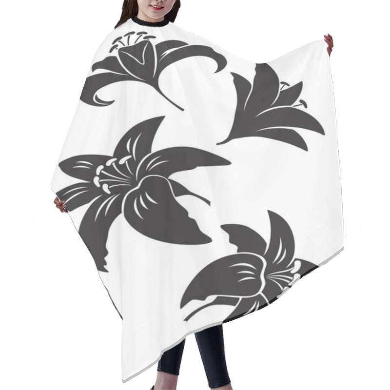 Personality  Silhouette of  lily flower hair cutting cape