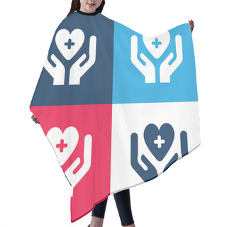 Personality  Blood Donation Blue And Red Four Color Minimal Icon Set Hair Cutting Cape