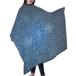 Personality  Blue Seamless Pattern With Ornate Doodle Flowers. Hair Cutting Cape