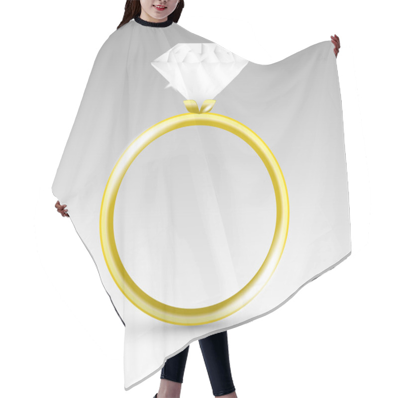 Personality  Vector gold ring with diamond. hair cutting cape