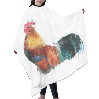 Personality  Watercolor Image Of Rooster Hair Cutting Cape