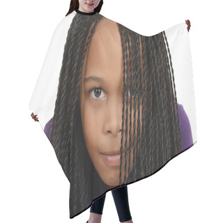 Personality  Young Black Child With Braids Over Face Hair Cutting Cape