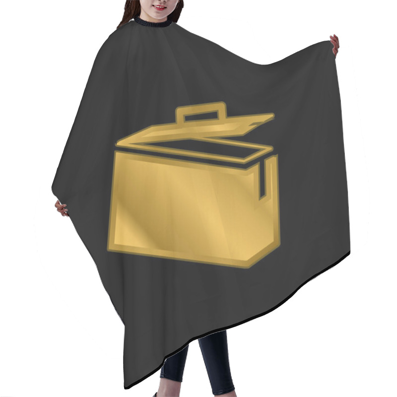 Personality  Ammo Tin Gold Plated Metalic Icon Or Logo Vector Hair Cutting Cape