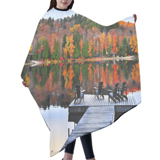 Personality  Wooden Dock On Autumn Lake Hair Cutting Cape