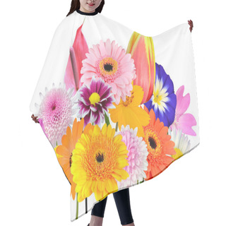 Personality  Flower Bouquet Collection Of Various Colorful Flowers Isolated Hair Cutting Cape