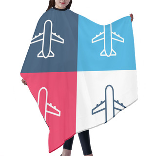 Personality  Airport Sign Blue And Red Four Color Minimal Icon Set Hair Cutting Cape