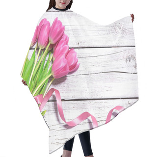 Personality  Bouquet Of Spring Pink Tulips Hair Cutting Cape