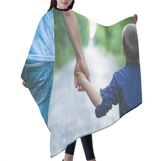 Personality   Hands Of A Child And A Parent In Nature On The Road Journey Background Hair Cutting Cape