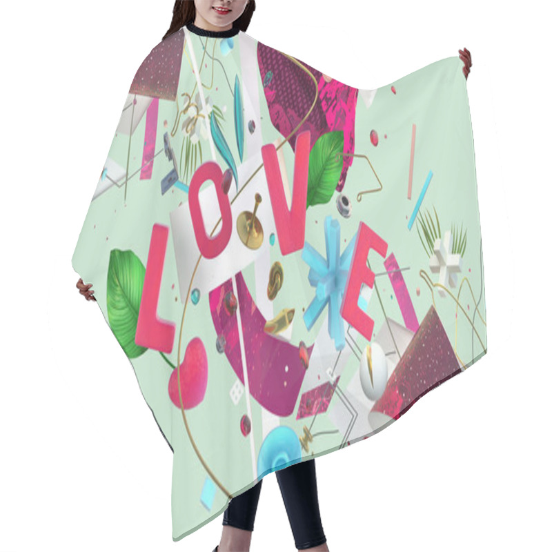Personality  Love Word Composition Hair Cutting Cape