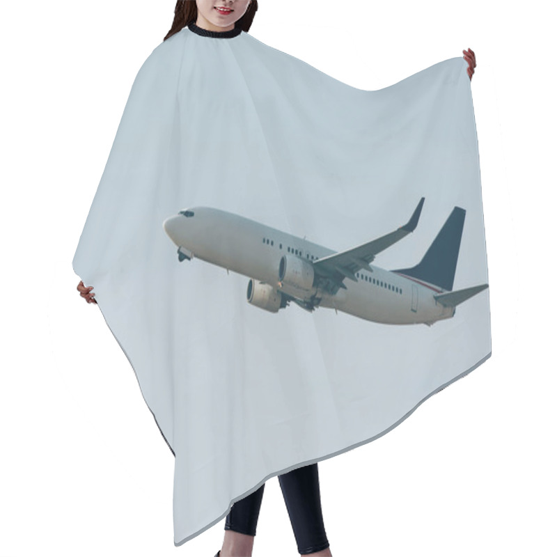 Personality  Flight Departure Of Commercial Plane In Clear Sky Hair Cutting Cape