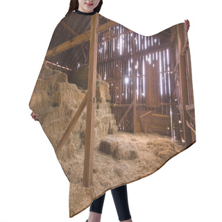 Personality  Interior Of Old Barn With Straw Bales Hair Cutting Cape