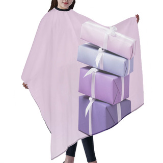 Personality  Colorful Gift Boxes With White Ribbons On Purple Surface Hair Cutting Cape