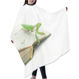 Personality  Green Mantis On An Old Book Hair Cutting Cape