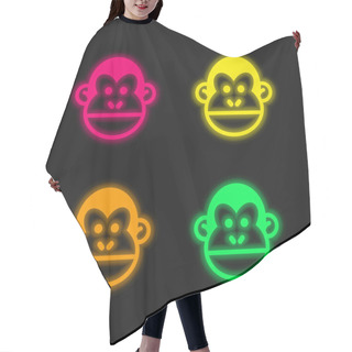 Personality  Animal Four Color Glowing Neon Vector Icon Hair Cutting Cape