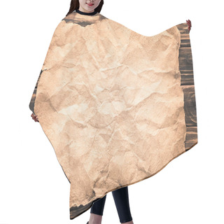 Personality  Top View Of Blank Crumpled Paper On Rustic Wooden Surface Hair Cutting Cape