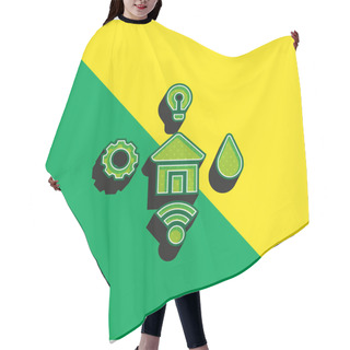 Personality  Amenities Green And Yellow Modern 3d Vector Icon Logo Hair Cutting Cape