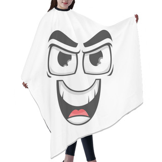 Personality  Cartoon Face Vector Gloat Laugh Emoji With Angry Eyes And Laughing Toothy Mouth. Malefactor Facial Expression, Funny Feelings Isolated On White Background Hair Cutting Cape