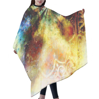Personality  Filigrane Ornamental Structure On Abstract Cosmic Background, Collage. Hair Cutting Cape