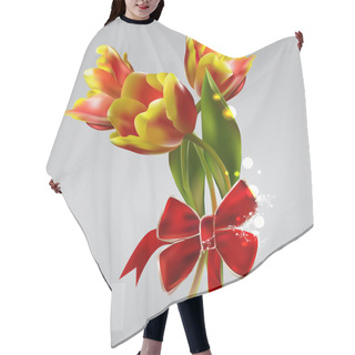 Personality  Spring Background With Tulips. Vector Illustration. Hair Cutting Cape
