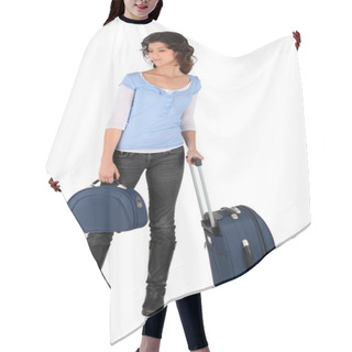Personality  Young Woman With Luggages Hair Cutting Cape