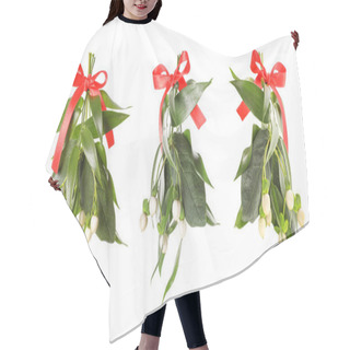 Personality  Set With Mistletoe Bunches On White Background. Traditional Christmas Decor Hair Cutting Cape