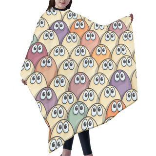 Personality  Seamless Background With Funny Frightened Eyes Hair Cutting Cape